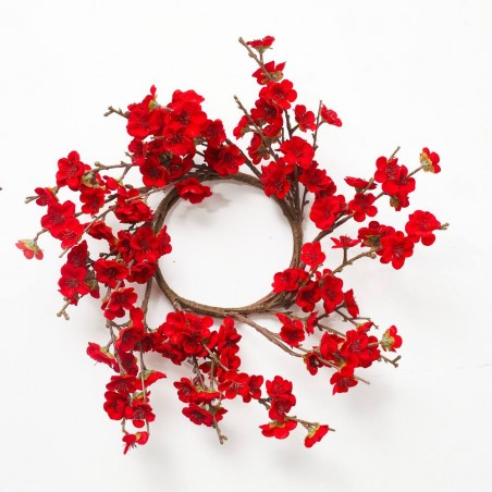 CORONA NAVIDAD ALMENDRO ARTIFICIAL ROJO