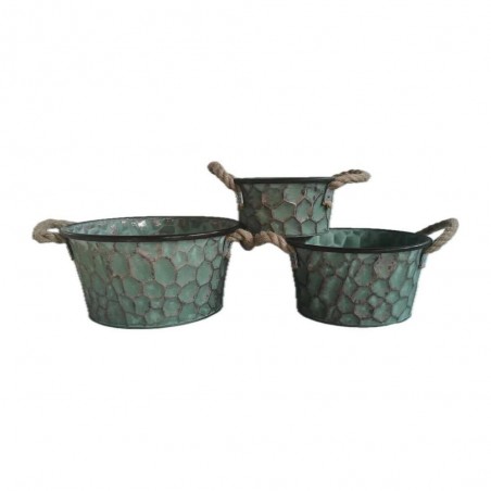 JARDINERA ZINC REDONDA CON ASAS CUERDA