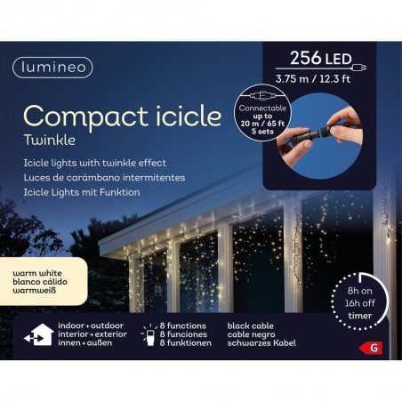 CORTINA CARÁMBANOS 256 LED BLANCO CÁLIDO