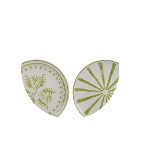 PLATO PORCELANA BLANCO / VERDE 2 SURTIDOS