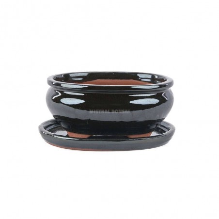 TIESTO OVAL CON PLATO NEGRO