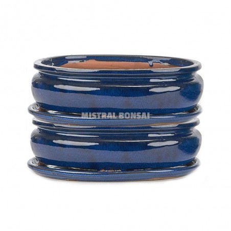 TIESTO OVAL CON PLATO AZUL