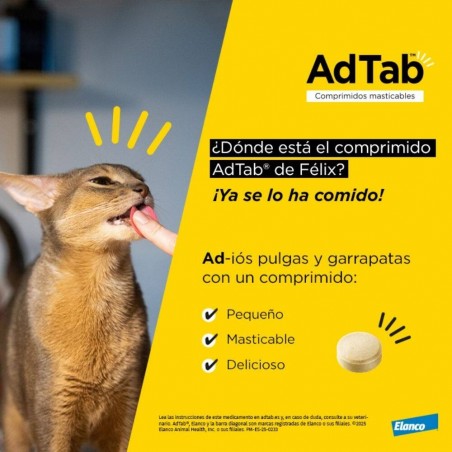 0,5-2KG COMPRIMIDO MASTICABLE ANTIPARASITARIO ADTAB GATO 12MG