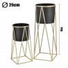 MACETERO NEGRO PEDESTAL DORADO