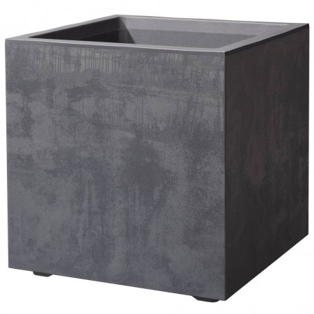 MACETA CUBO MILLENNIUM ANTRACITA CON RESERVA DE AGUA