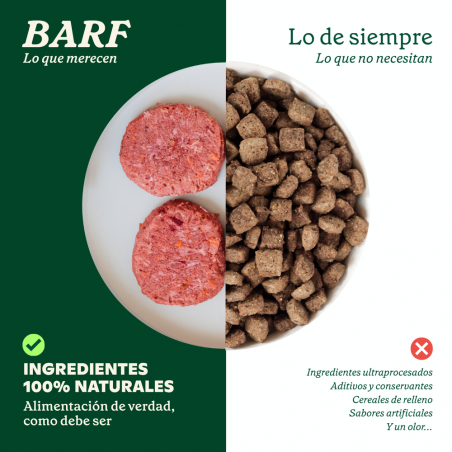 Menú barf ternera para perro wild balance