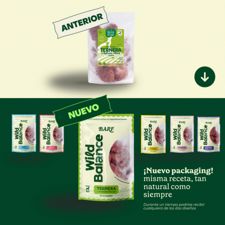 Menú barf ternera para perro wild balance