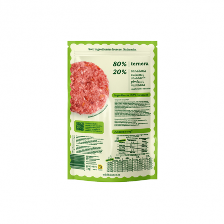 Menú barf ternera para perro wild balance