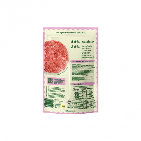 Menú barf cordero para perro wild balance