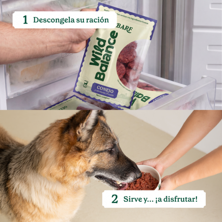 Menú barf conejo para perro wild balance