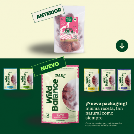 Menú barf pato para perro wild balance