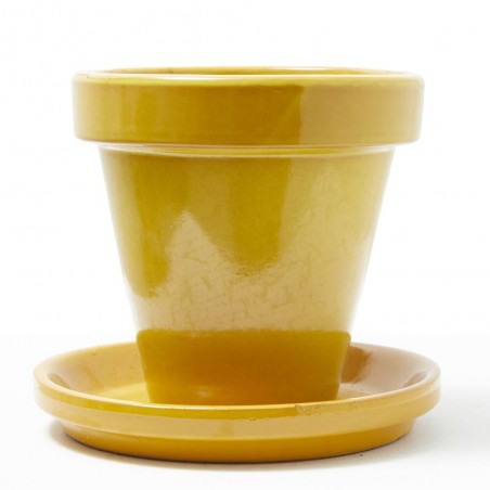 MACETA BARRO ESMALTADA MOSTAZA