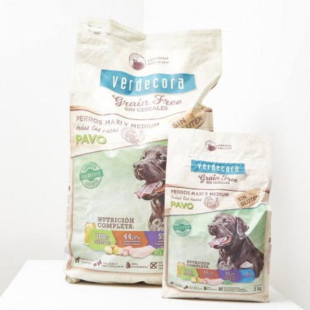 Pienso perro grain free adulto pavo verdecora