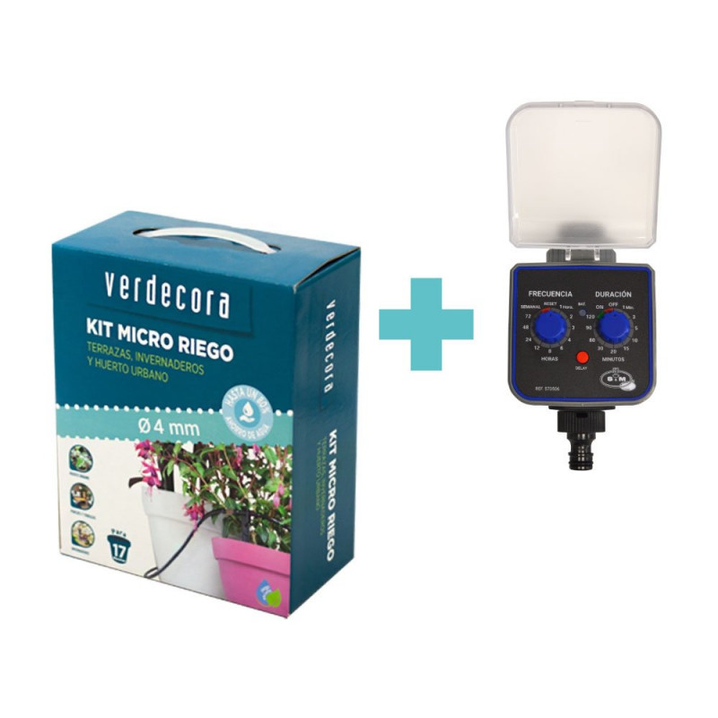 Kit de riego para huerto y macetas con programador Marca Verdecora