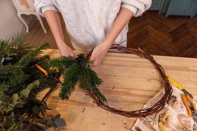 Base de una corona de Navidad