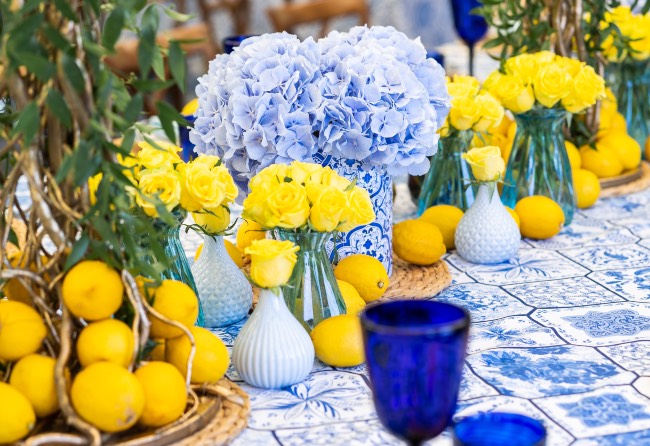 Decorar la mesa de jardín con frutas