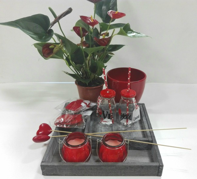 Materiales para este DIY centro de mesa de San Valentín