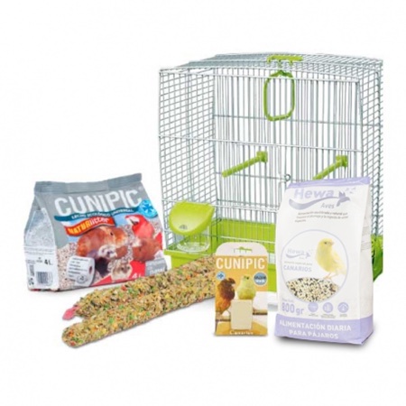 Jaula y alimentación para canarios Verdecora