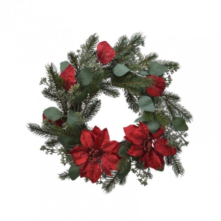 Corona de Navidad con Poinsettia