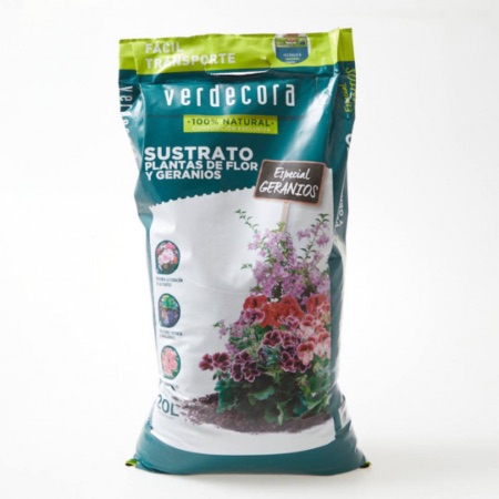 Sustrato plantas de flor y geranios Marca Verdecora