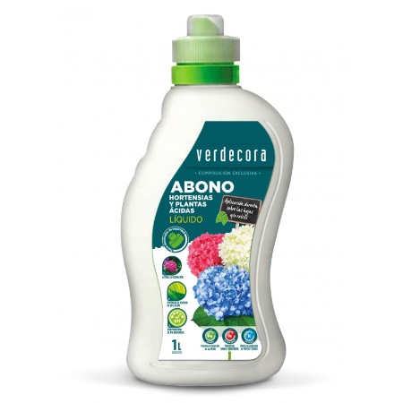 Abono líquido para hortensias y plantas ácidas Marca Verdecora