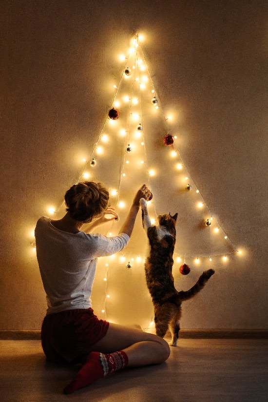 Abeto navideño hecho con luces