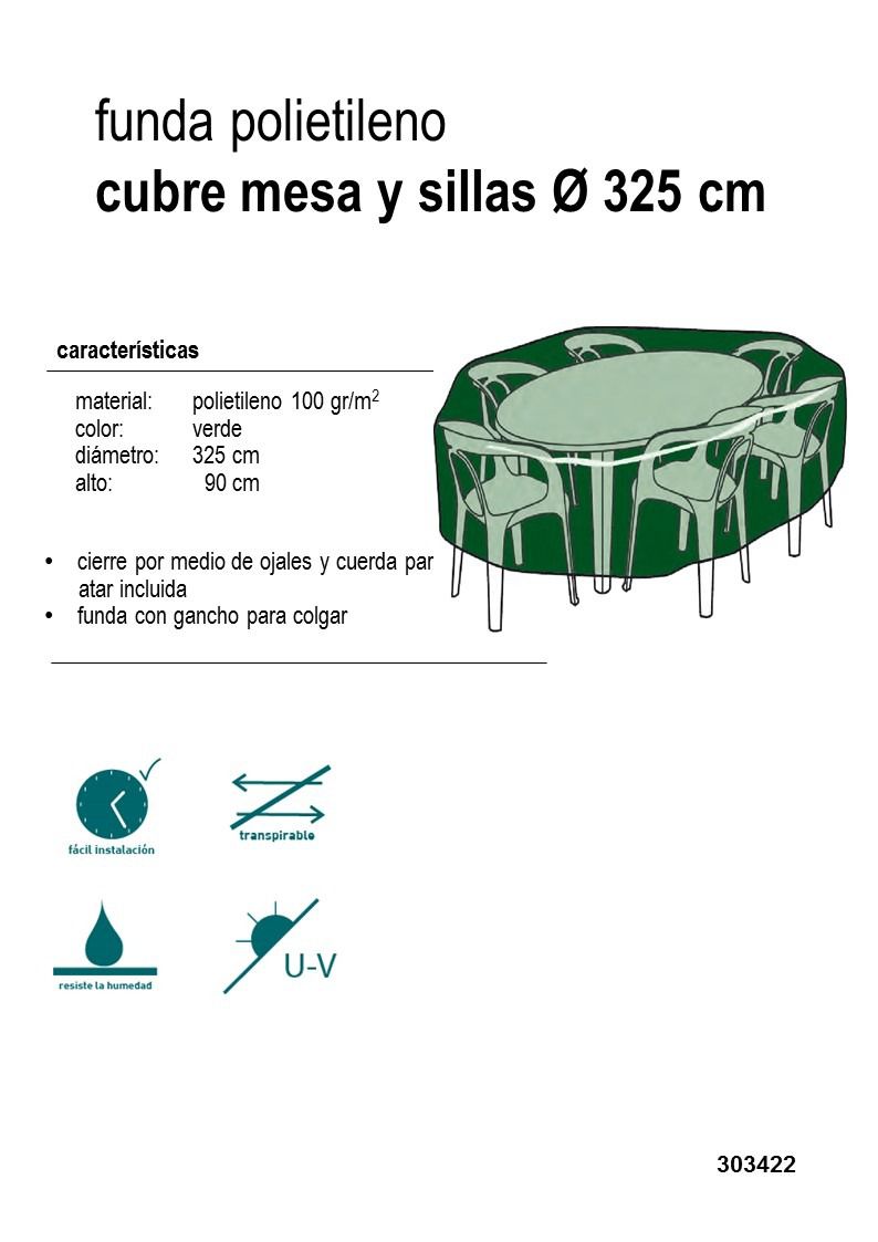funda protectora redonda para mesa y sillas